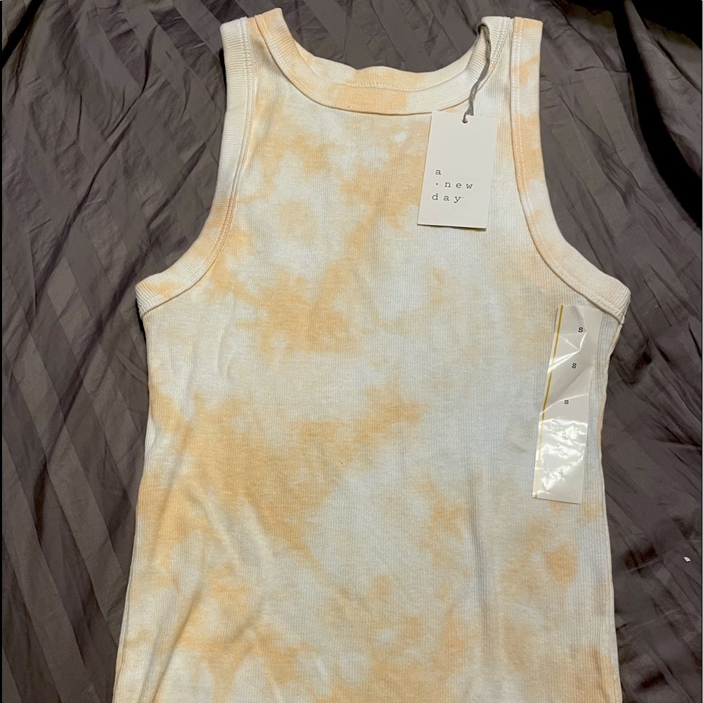 size small, girls, unworn, orange and white tie-dye tank top